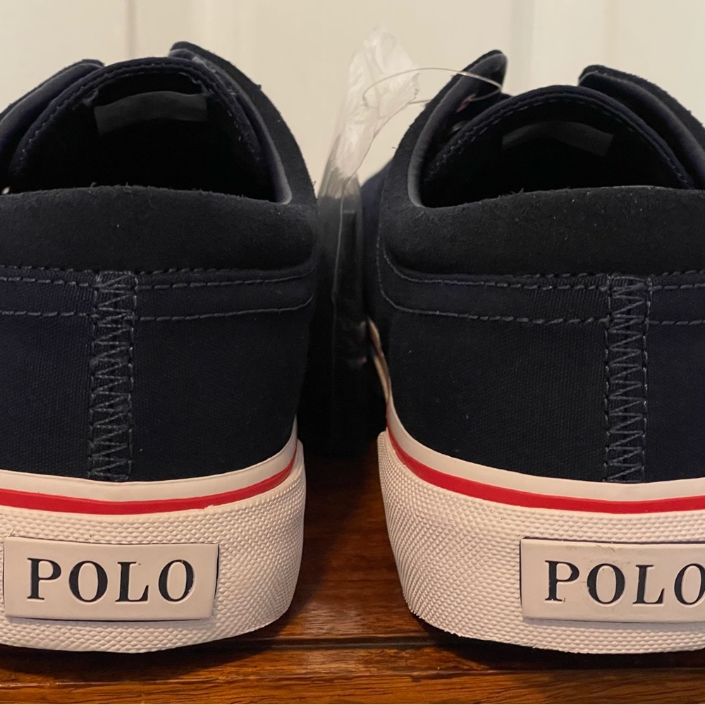 Polo Ralph Lauren Faxon X Low Canvas BoatShoes Sneaker Navy Red Men Size 8 NEW - Picture 5 of 9
